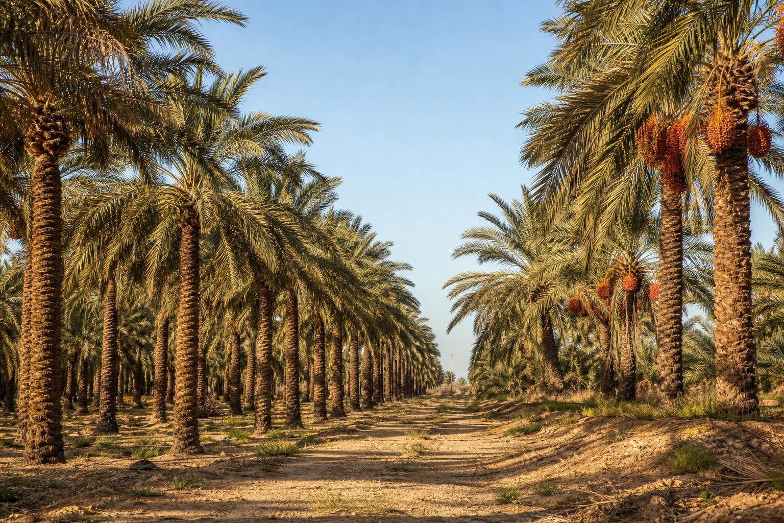 Dates — Rows of mature date palms