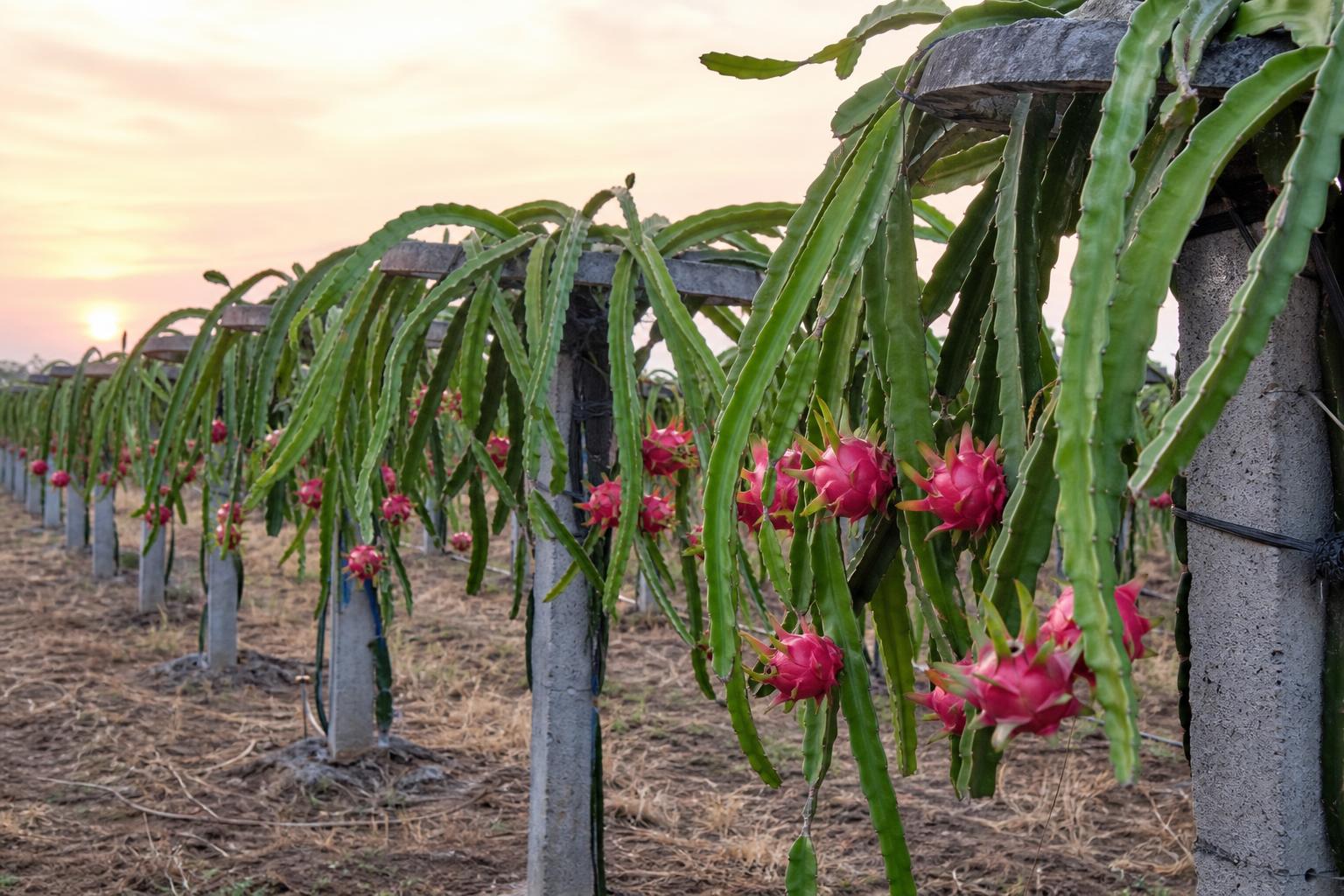 Dragon Fruit — Trellised dragon fruit plantation