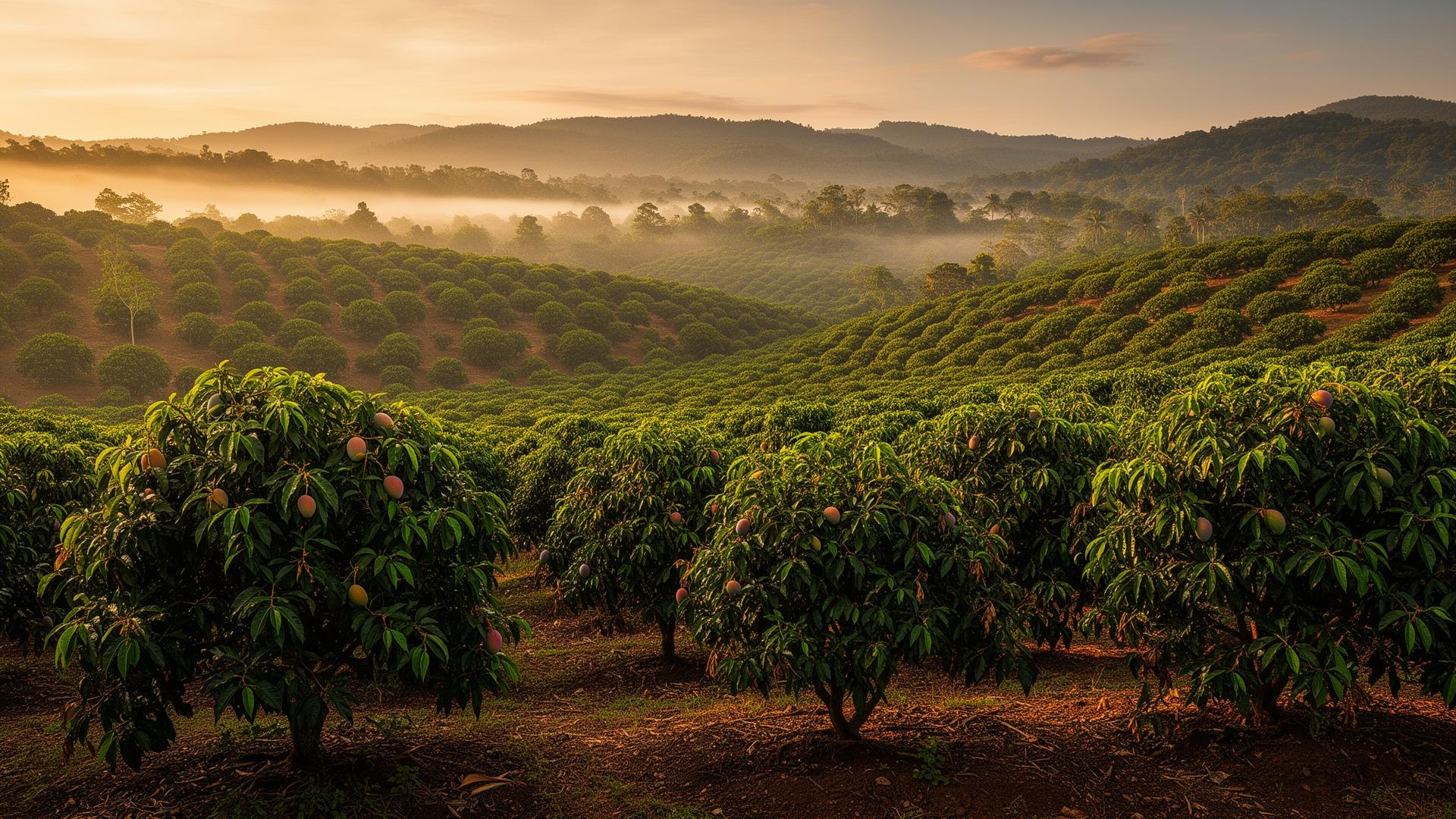Mixed plantation at golden hour