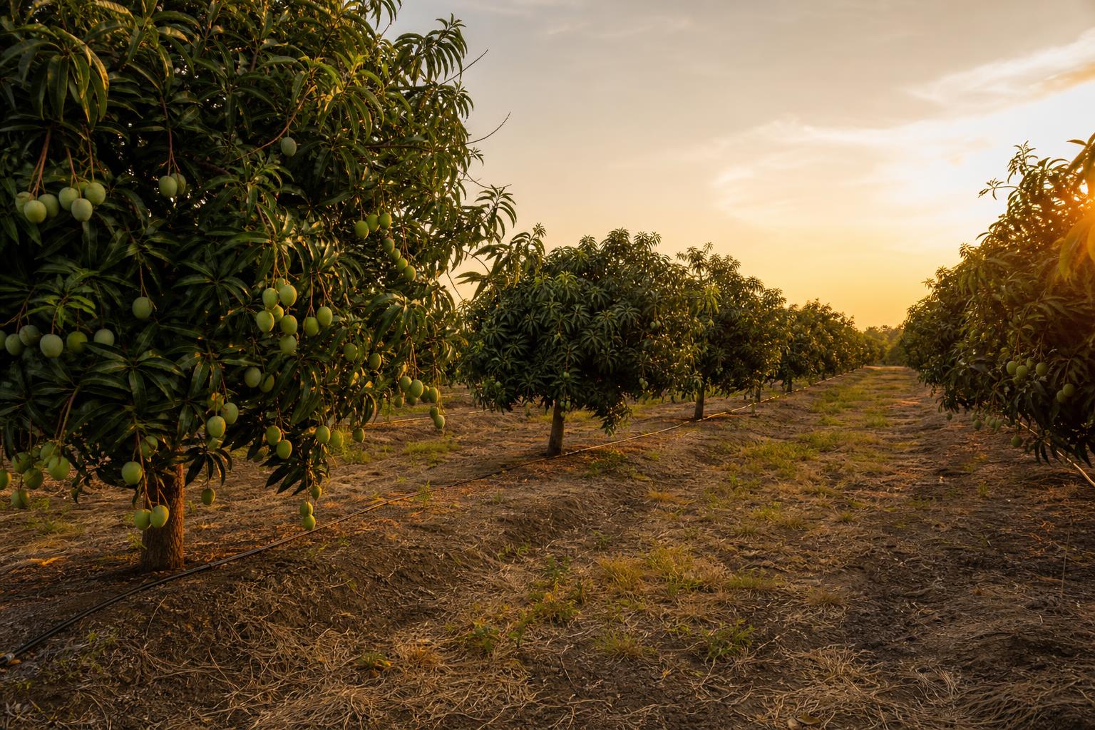 Mango — Mature mango orchard at golden hour